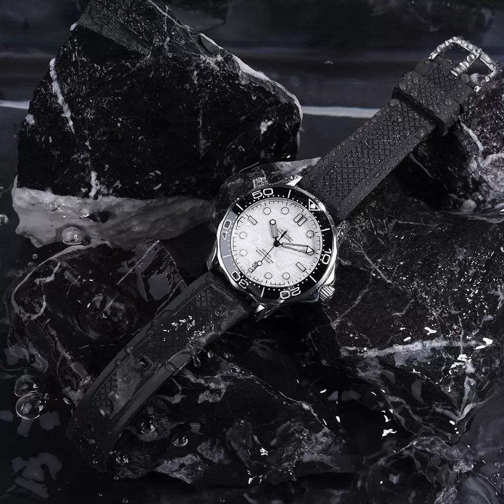 Premium Grade Diving Watchbands 20mm 22mm Sliding Locking Quick Release Rubber Watch Strap Waterproof For Men Women