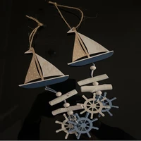 2022 marine style wooden pendant ocean wind crafts small fish boat innovative accessory wall hanging decoration pendant