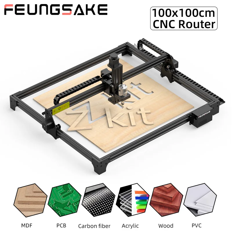 

Cnc Milling Machine 150W Spindle Z Axis Kit Working Area 100x100cm Cnc Carving Machine Wood Router Mdf Cutter