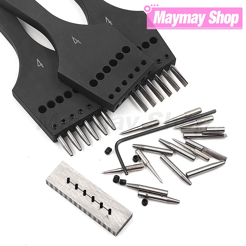 

Removable Sharp Head Chisel Replaceable Bevel/Round Chisel Perforated Pricking Punch Leather Craft DIY Stitching Sewing Tools