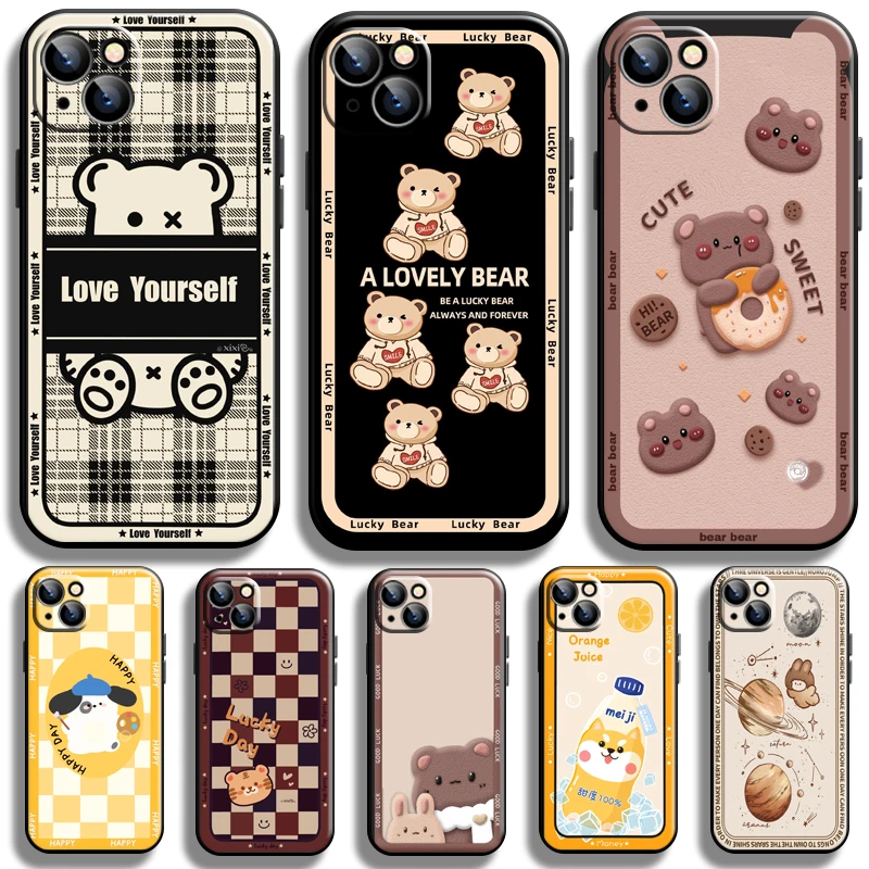 

Fashion Cute Cartoon Bear For Apple iPhone 13 12 11 Pro 12 13 Mini X XR XS Max SE 5 6 6s 7 8 Plus Phone Case Silicone Cover