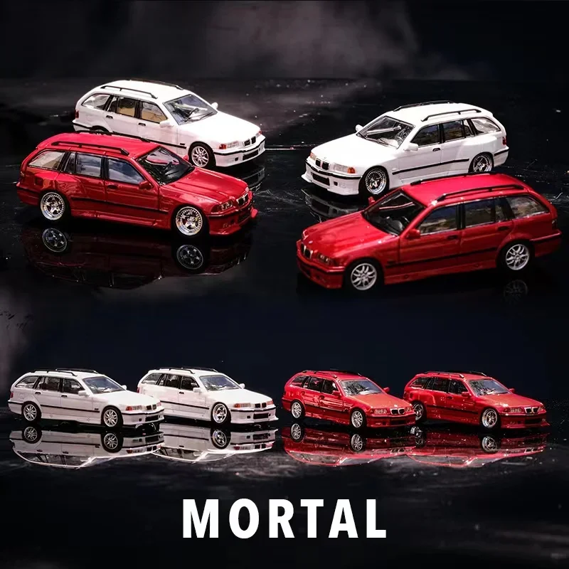 Модель автомобиля из белого/Красного литья под давлением Mortal 1:64 E36 Touring
