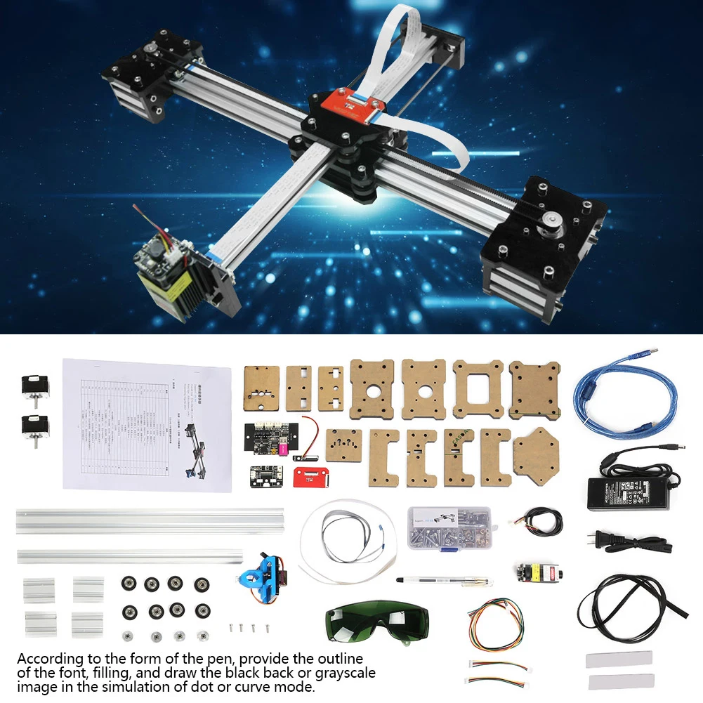2 оси DIY CNC XY плоттер ручка чертеж машина робот с 0 5 W лазер 100-240VAC(CN вилка)