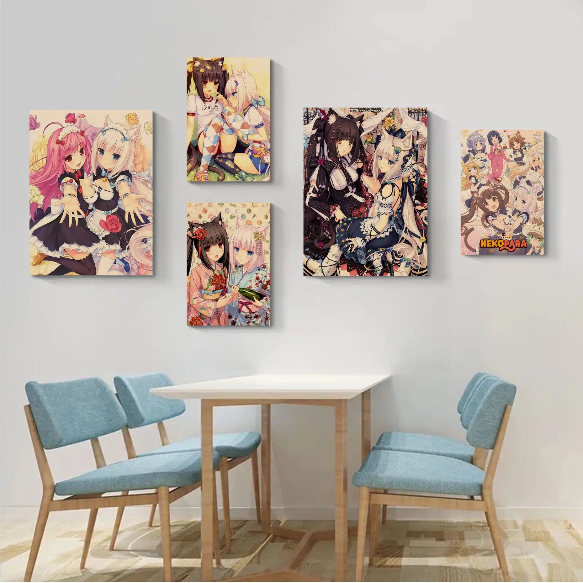 

Game Anime Nekopara Classic Vintage Posters Retro Kraft Paper Sticker DIY Room Bar Cafe Aesthetic Art Wall Painting