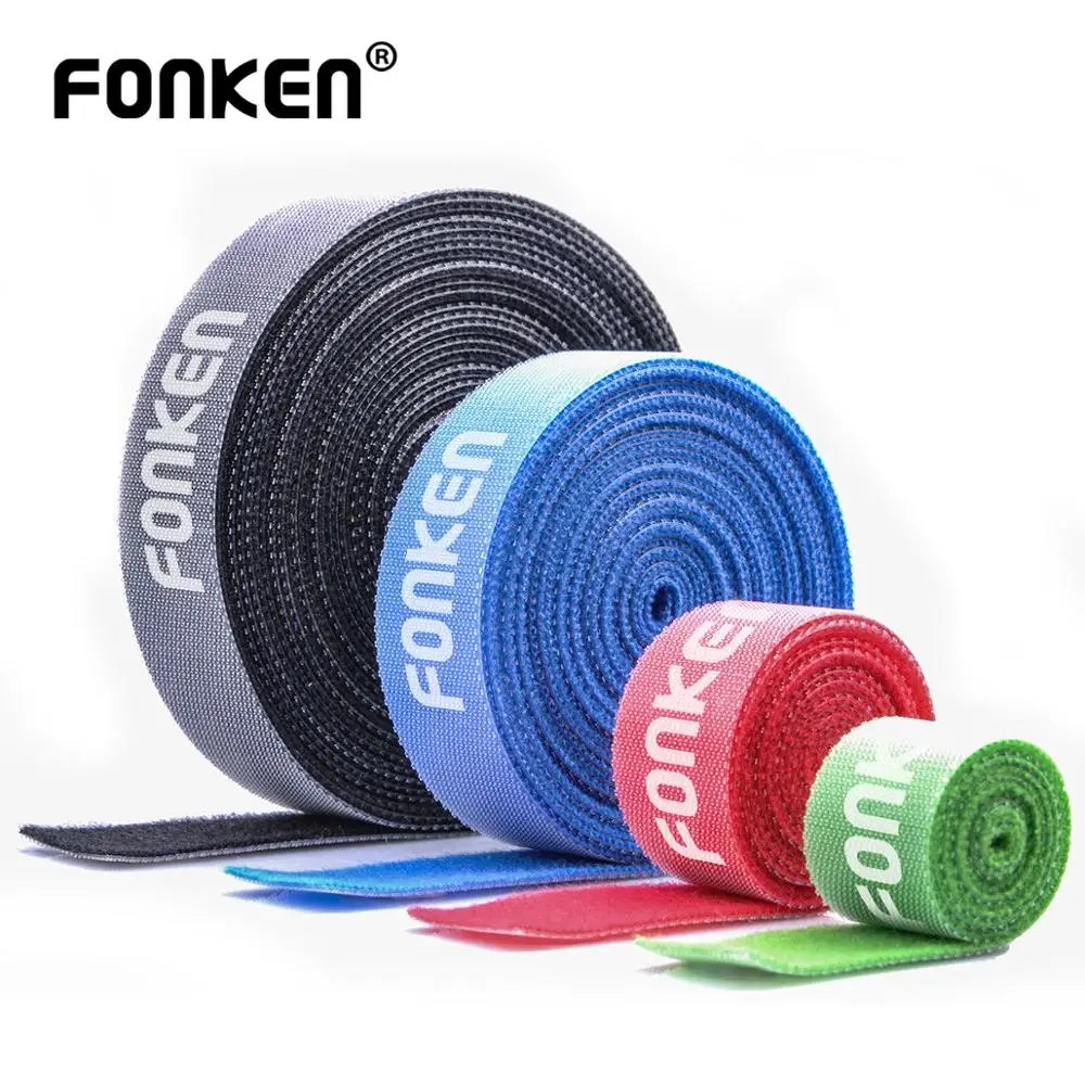

FONKEN USB Cable Winder Cable Organizer Ties Mouse Wire Earphone Holder PC Cord Free Cut Cable Management Hoop Tape Protector