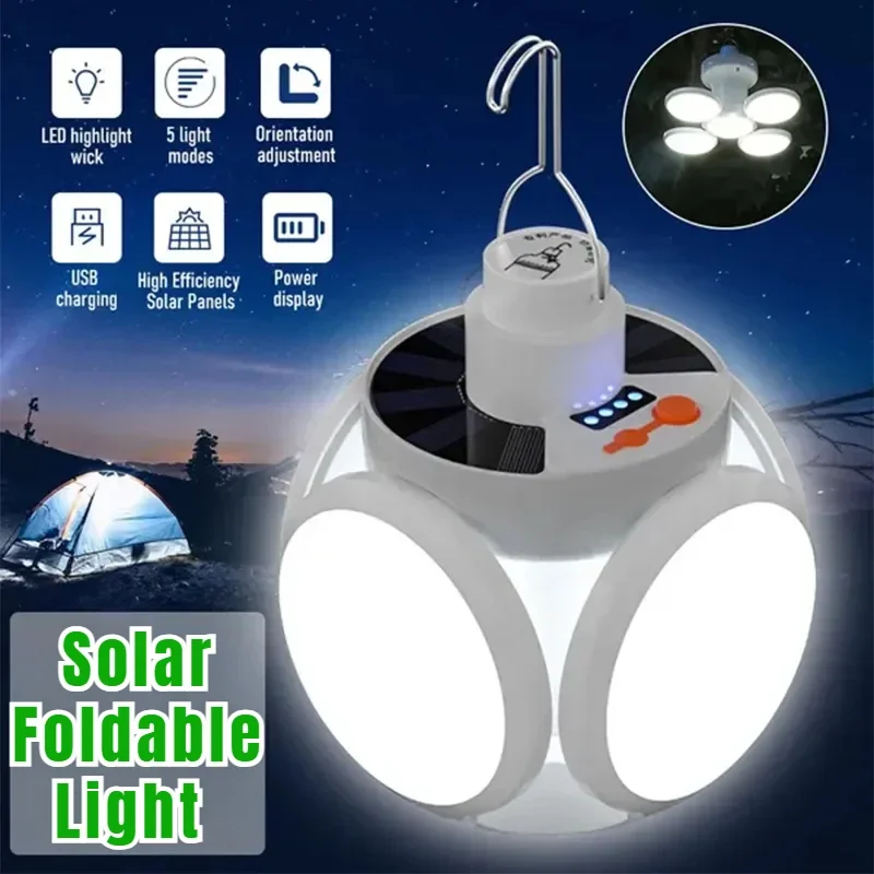 Портативный уличный солнечный складной светильник перезаряжаемая через USB