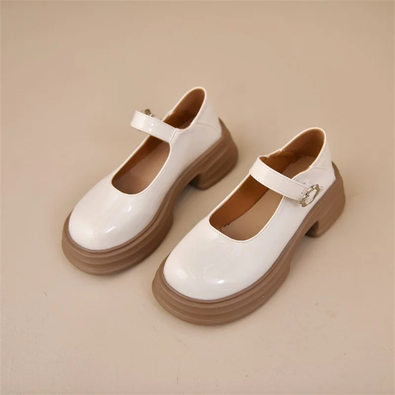 2023 Spring New Women'S Leather Shoes Black Loafers Korean Style Middle Heel Fashion Design Casual Shoes Party And Office Wear