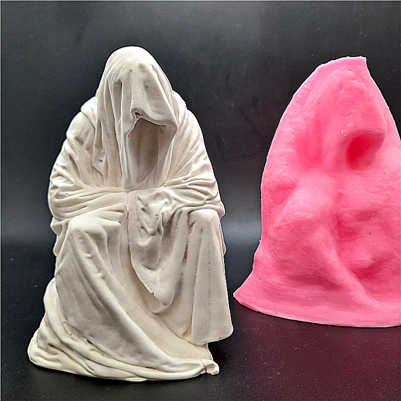 

Ghost Wizard Death Silicone Mold Remake Gypsum Aromatherapy Candle Resin Concrete Crystal Dropper Mold DIY Production Crafts