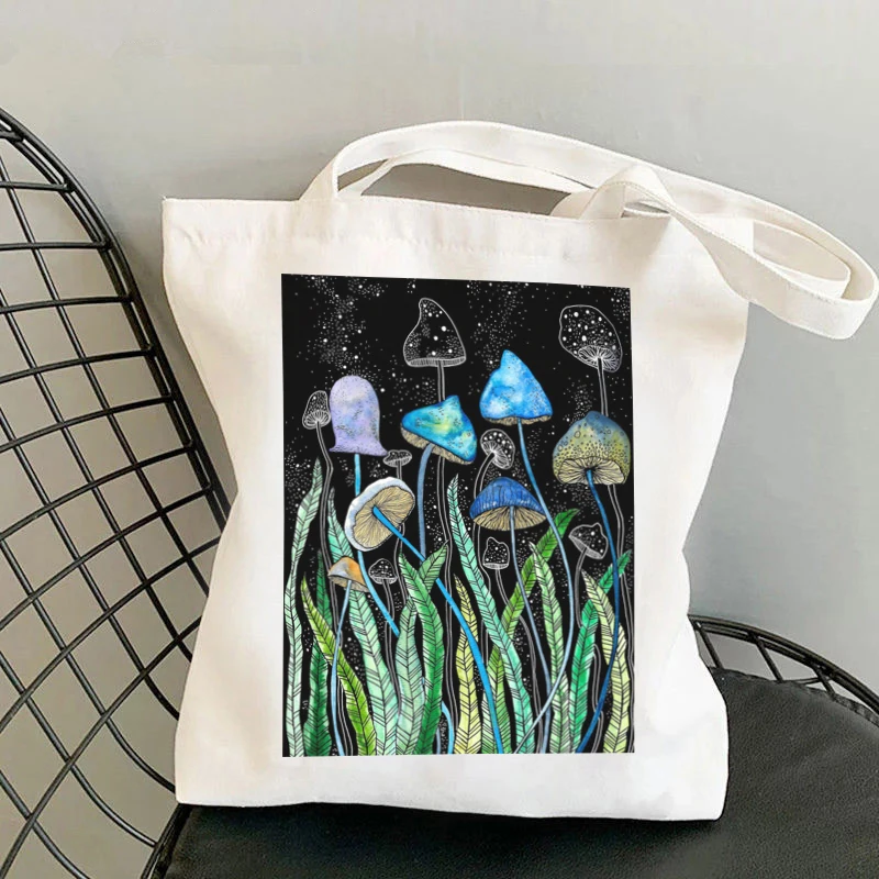 Женская сумочка с психоделическим принтом в виде грибов, красивая Холщовая Сумка для покупок в стиле Харадзюку, женская сумка-тоут