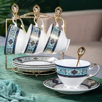 nordic style bone china coffee cup saucer set beautiful tea cup latte vintage coffeeware holder jogo de xicaras home drinkware