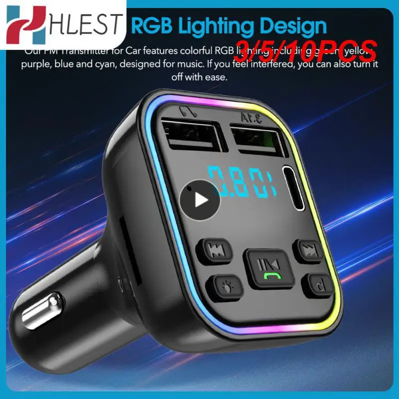 

3/5/10PCS Car Charger Mp3 Modulator Player Handsfree Pd Fast Charging Pd Type-c Dual Usb 3.1a Car Bluetooth 5.0 Fm Transmitter