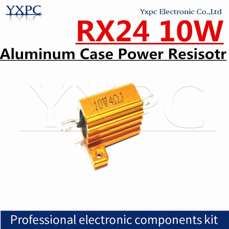 

RX24 10W Aluminum Power Metal Shell Case Wirewound Resistor 0.1 ~ 100K 0.5 1 2 3 5 6 8 10 20 100 150 200 300 500R 1K 5K 10K ohm