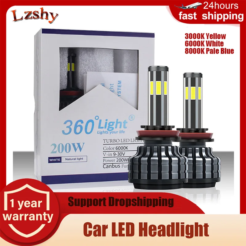 

2pcs H7 LED Headlight Bulb High Low Beam Conversion Kit H1 H3 H8 H9 H11 12V 50W 10000LM CSP Chips Car Fog Light Headlamp Bulbs