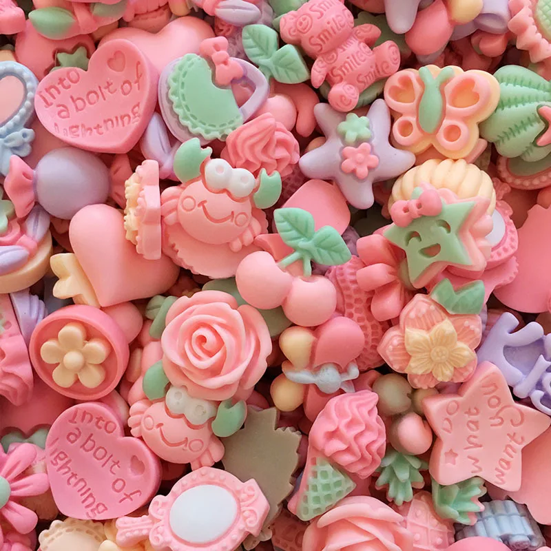 

50Pcs Resin Beads Cartoon Animal Flower Heart Plastic Bead DIY Children Baby Jewelry Parts DIY Decoration