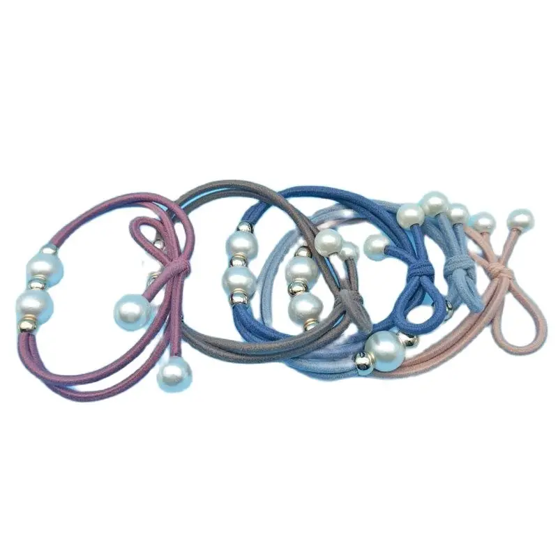

5Pcs Knot Beads Scrunchie Topknot Hair Bundle Holders Elastics Double Rope Women Rubber Bands Girl's Tie Gum Accessories