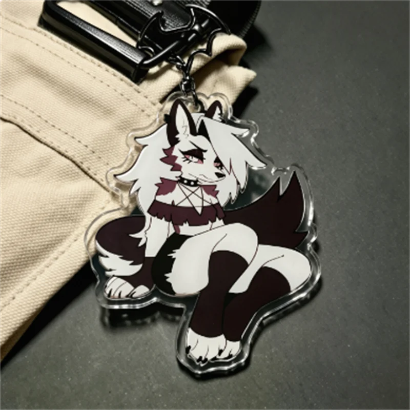 Фото Брелок из акрила Helluva Boss Loona Furry: милый аниме-персонаж Хеллхаунд, подвеска в виде мультяшной собаки-демона, подарок для фанатов №2