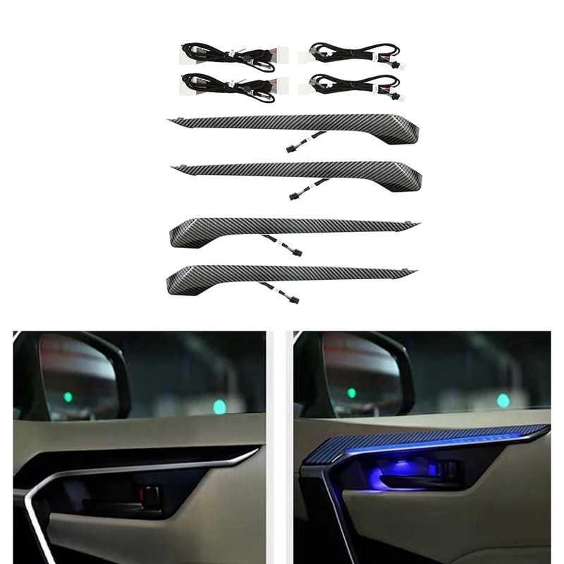 

Car Carbon Fiber Door Panel Ambient Light LED Atmosphere Lamp Blue Colors for Toyota RAV4 Wildlander 2020-2022