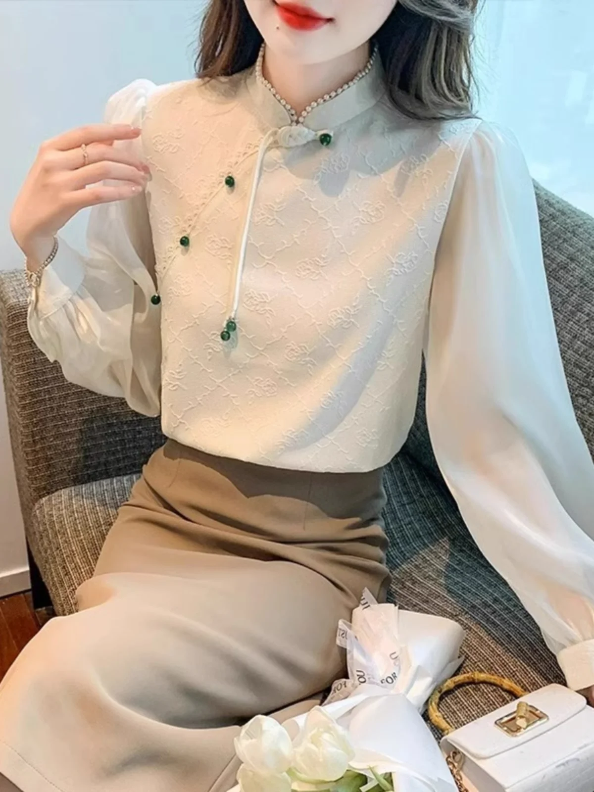 Новый китайский Sle Light National Top Женская весенне-осенняя высококачественная рубашка