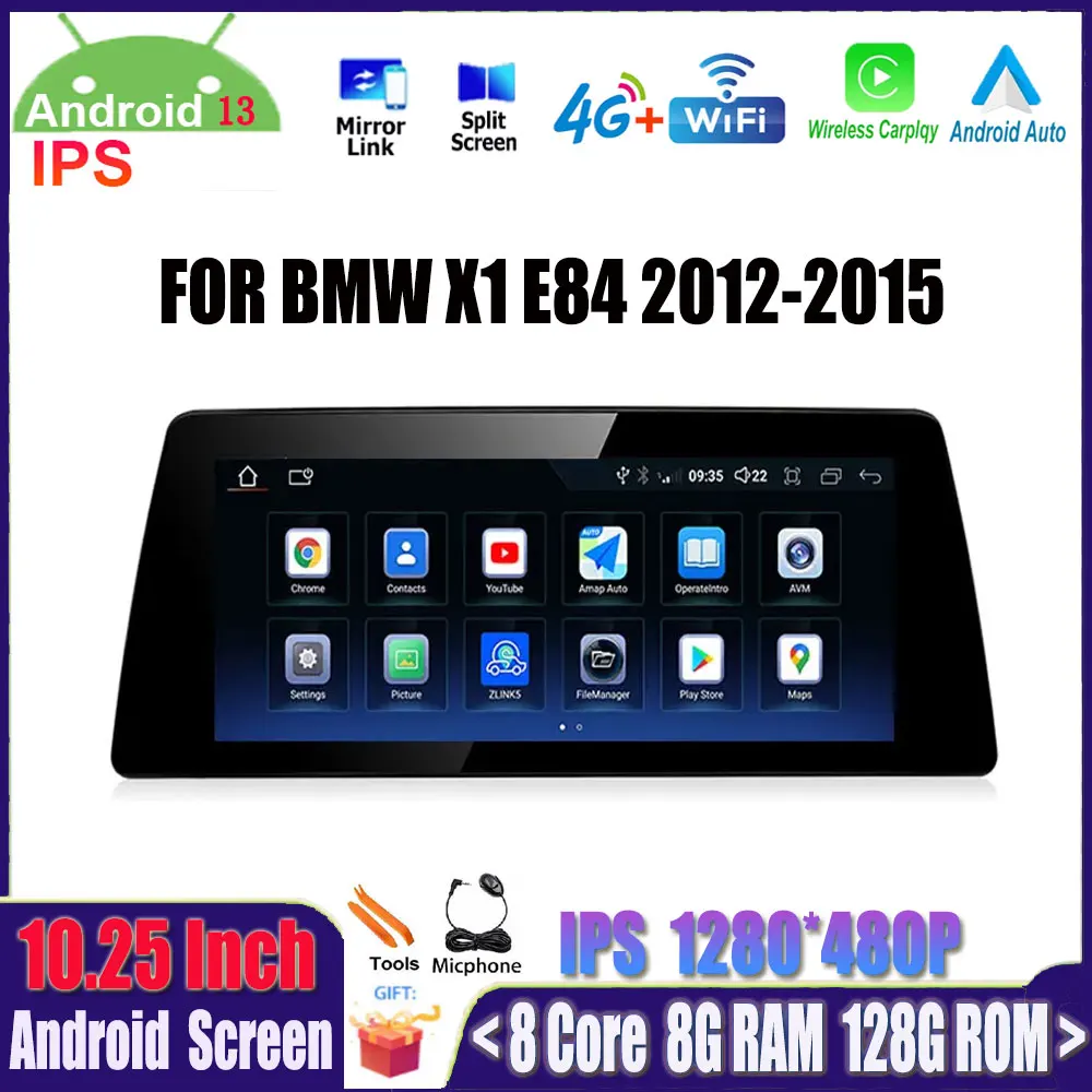 

Wireless Carplay GPS Navigation Android 13 FOR BMW X1 E84 2012-2015 DVR Multimedia Radio Player WIFI BT 4G Lte 10.25 Inches