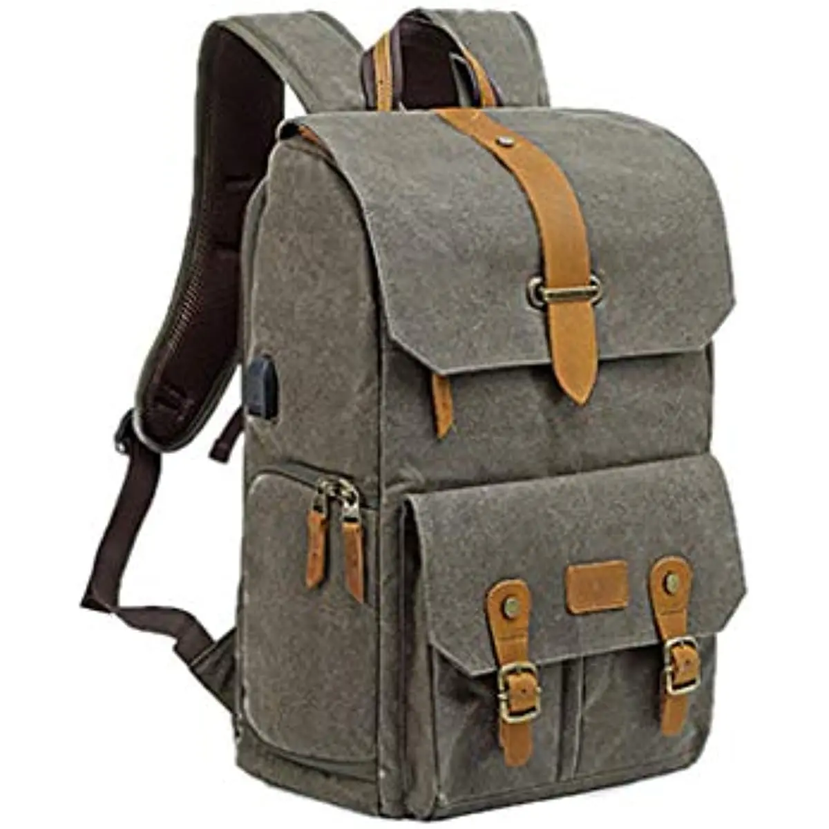 Camera DSLR Backpack Retro Style Vintage Leather Photography Bag for SLR Cameras 15.6 Laptop Tripods Holder
