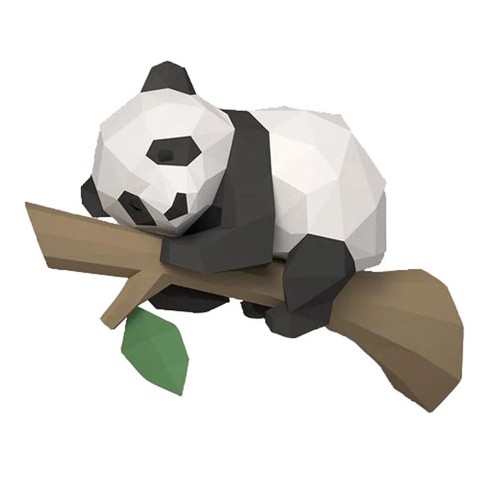 

3D бумажная модель животного, панда на дереве, геометрический оригами для домашнего декора, украшение на стену, Обучающие Детские игрушки, а