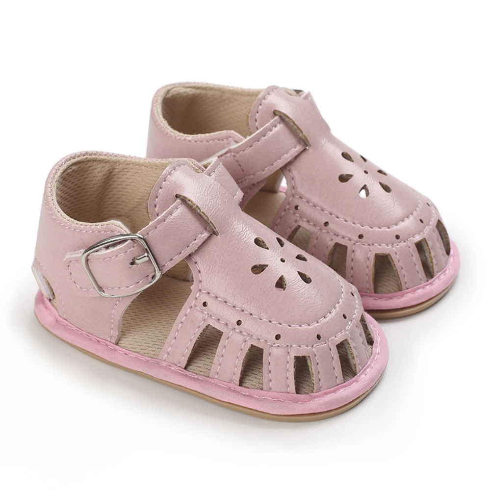 

ETOSELL PU Leather First Walking Shoes 0-18 Months Baby Girls Flower Sandals Newborn Soft Anti-Slip Sole Gladiator Sandals