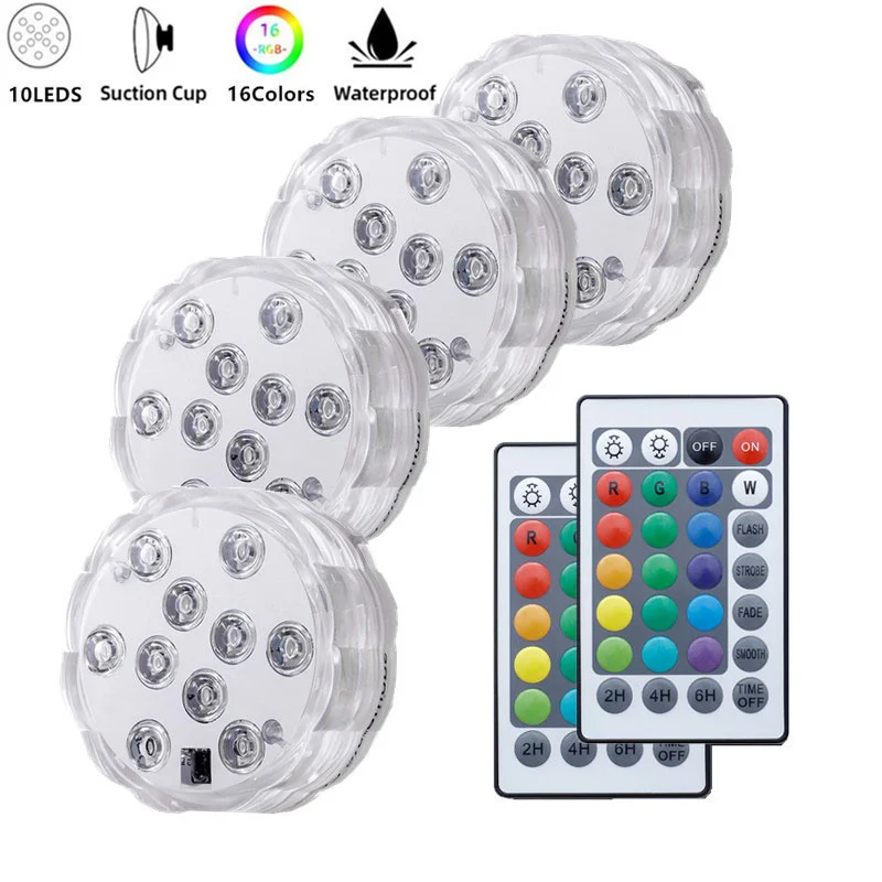 

RGB Remote Control IP68 Waterproof Underwater Light Bathtub Pond Aquarium Decorative LED Submersible Light Night Lamp Pool Light