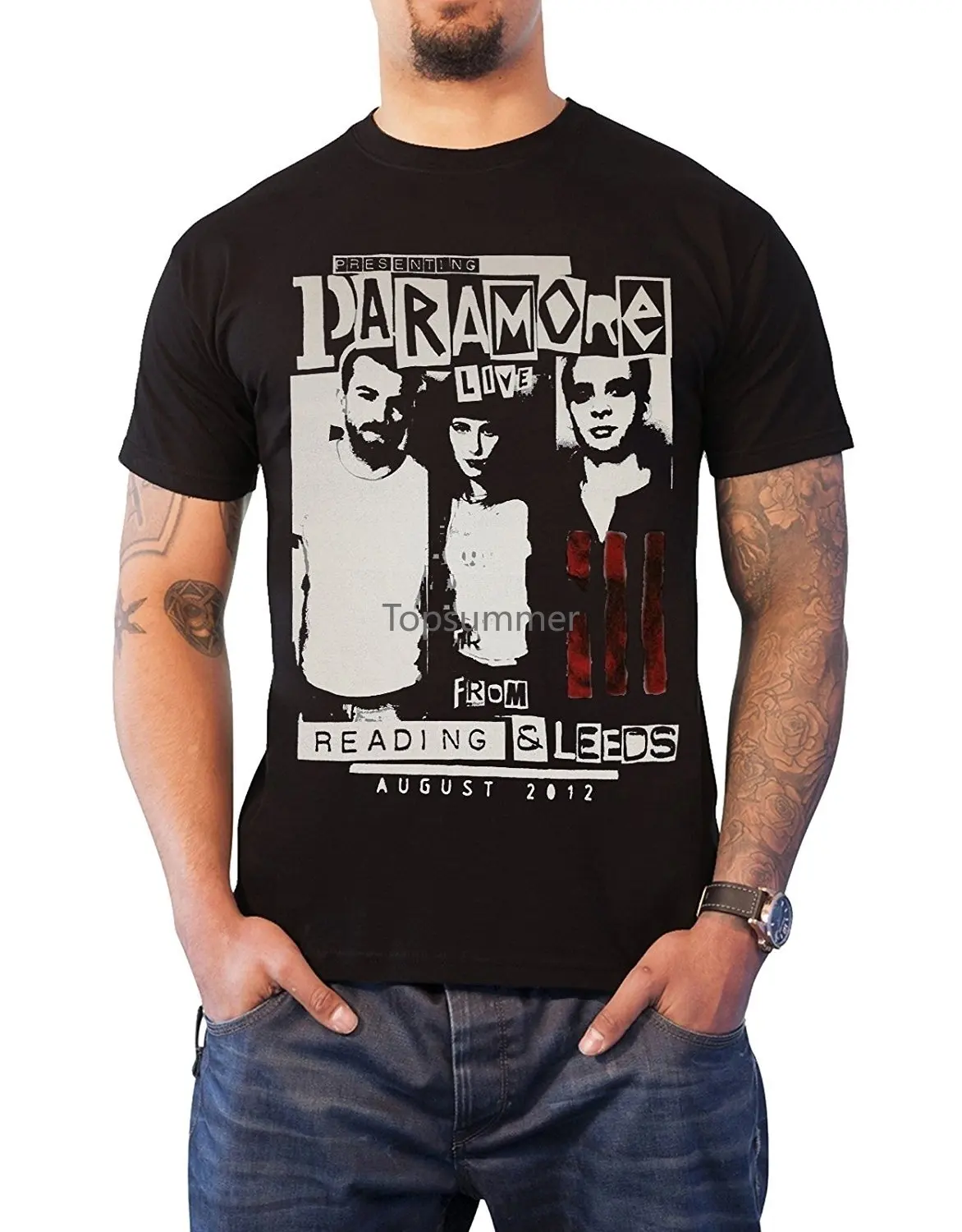 

Custom Men'S Summer Fashion T-Shirt Paramore T Shirt Xerox Reading & Leeds Mens Black Short Sleeve Funny T Shirts