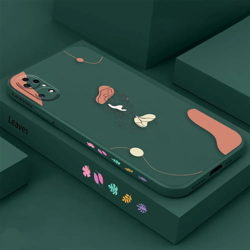 Abstract Line Sexy Couple Body Phone Case For Huawei P60 P50 P40 P30 P20 Mate 50 40 30 20 20X 10 Colour Liquid Silicone Cover
