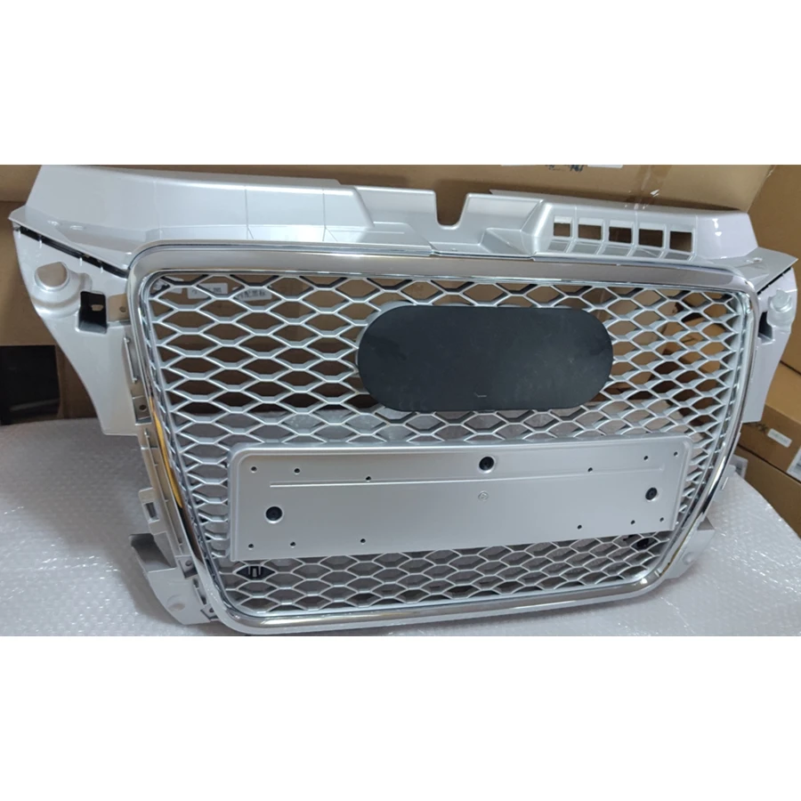 

For RS3 Style Front Sport Hex Mesh Honeycomb Hood Grill Chrome Silver for Audi A3/S3 8P 2009 2010 2011 2012 2013