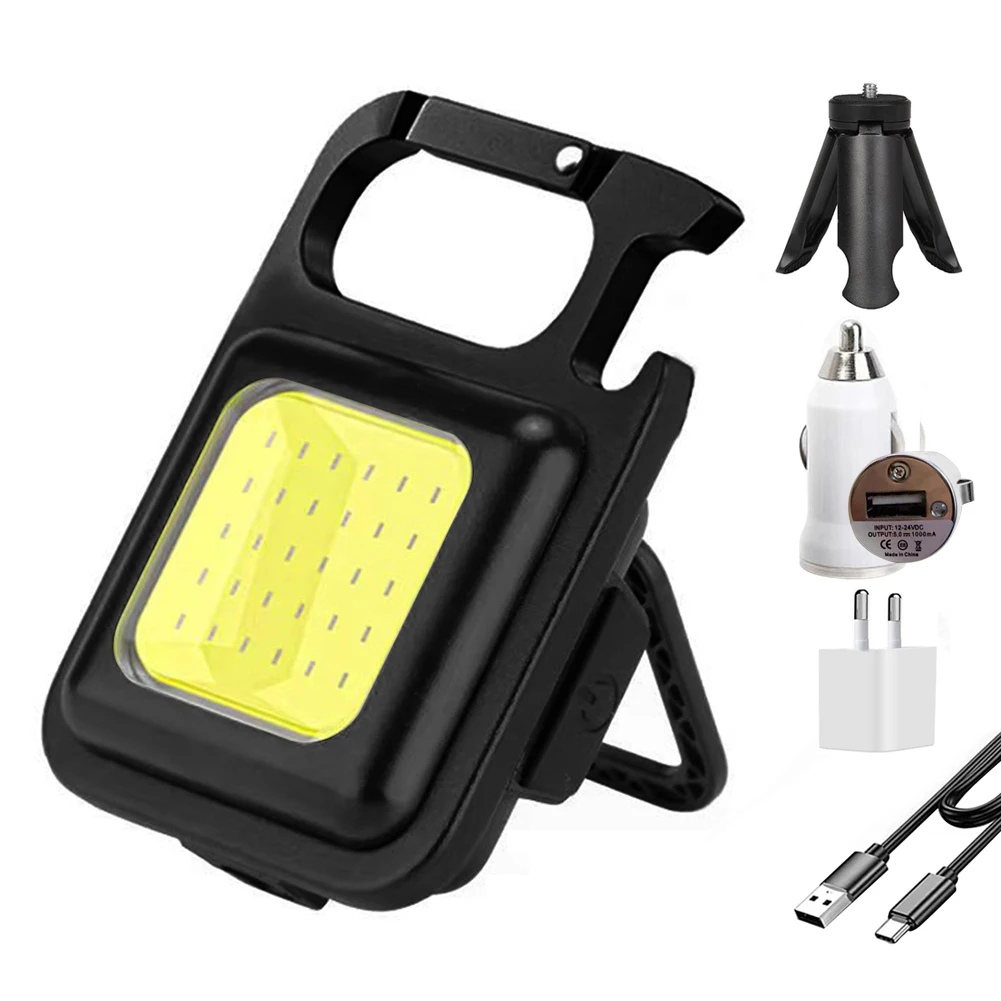 

Светодиодный рабочий светильник, портативная карманная вспышка, USB Перезаряжаемый фонарь с ключом, фонарь для кемпинга, походов, внешний фо...