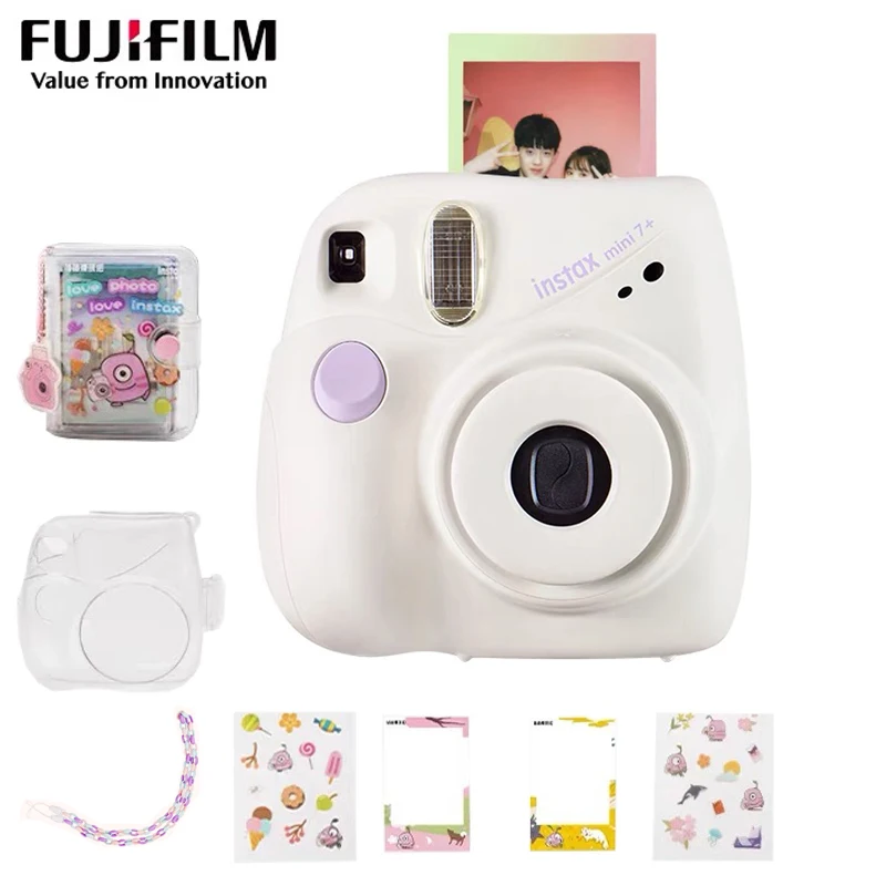 Полноценная камера для фотографий на пленку Fujifilm Instax Mini 7+ в розовом и синем цвете, в наличии, бесплатная доставка, дешевле, чем mini 9.