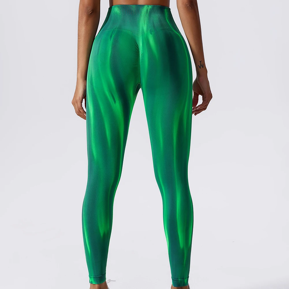 Splash-dying Seamless Long Gym Pants Breathable Skin-Friendly High Waist Pants For Birthday Gift