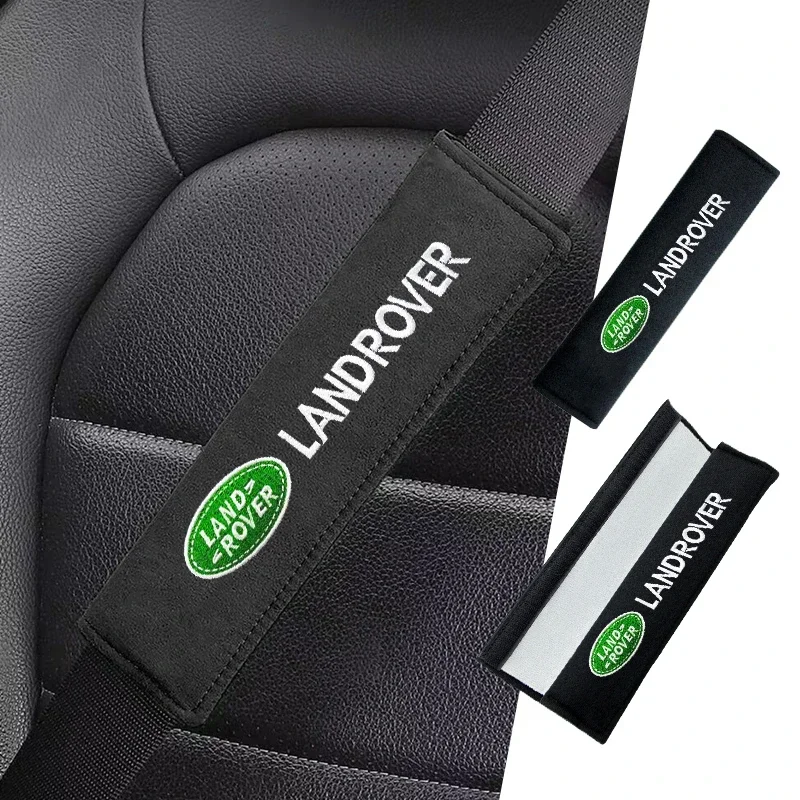 2PCS Car logo Cotton Seat Belt Cover For Land Rover Freelander 2 L2 LF Discovery 3 4 L319 L462 Range Sport Evoque Velar