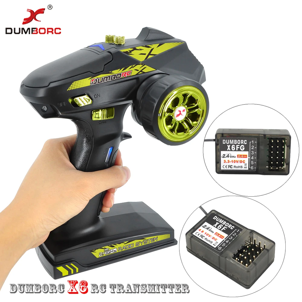 

DumboRC X6 2.4G 6CH Transmitter Remote Control With X6F/X6FG (Gyro) DC Receiver For RC Car Boat Tank Wltoys ZD Racing Model Toy