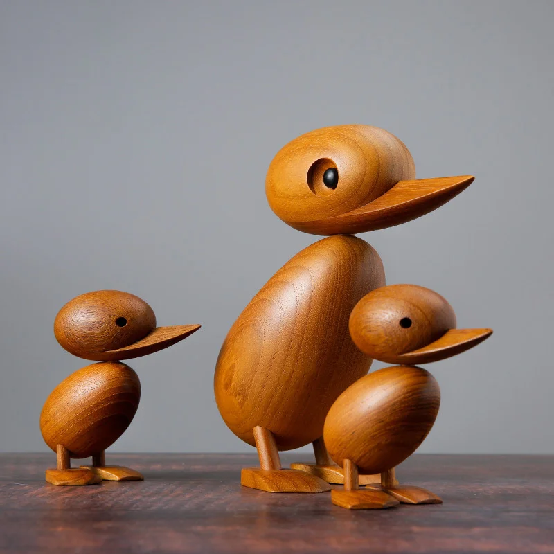 

Wood Carving Duck Birds Home Decor House Ornaments Decoration Mini Animals Wooden Accessories Cute Statue Sculpture