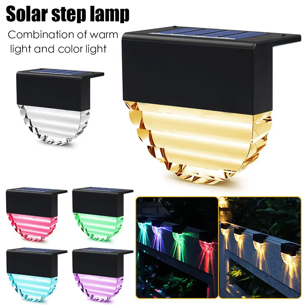 

Solar Stair Lights Garden Steps LED Decorative Colorful Warm Light Fence Wall Lights
