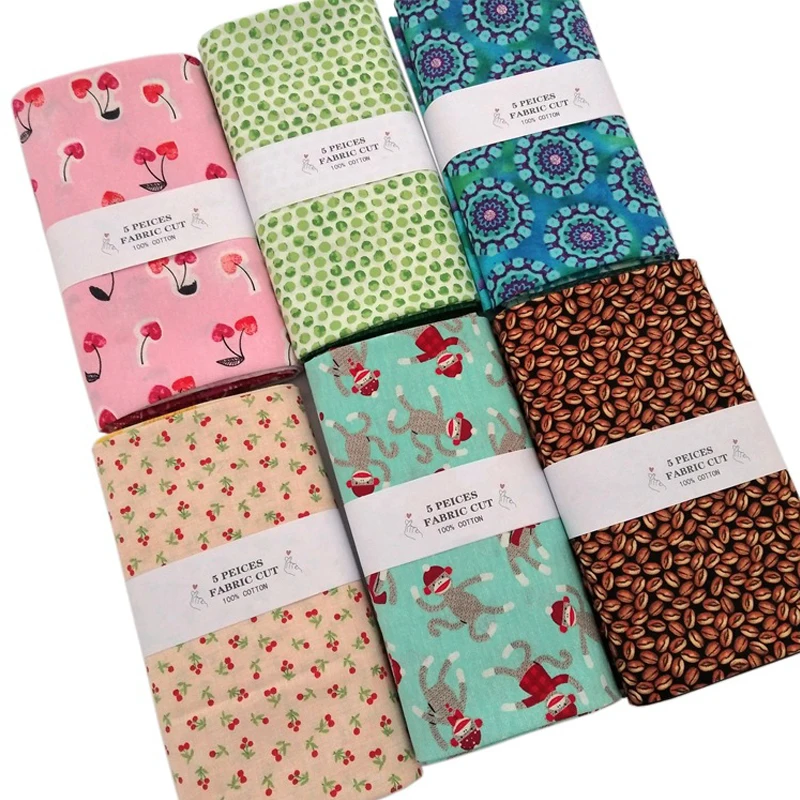 5 шт., хлопковая ткань с мультяшным принтом, 25 х22 см