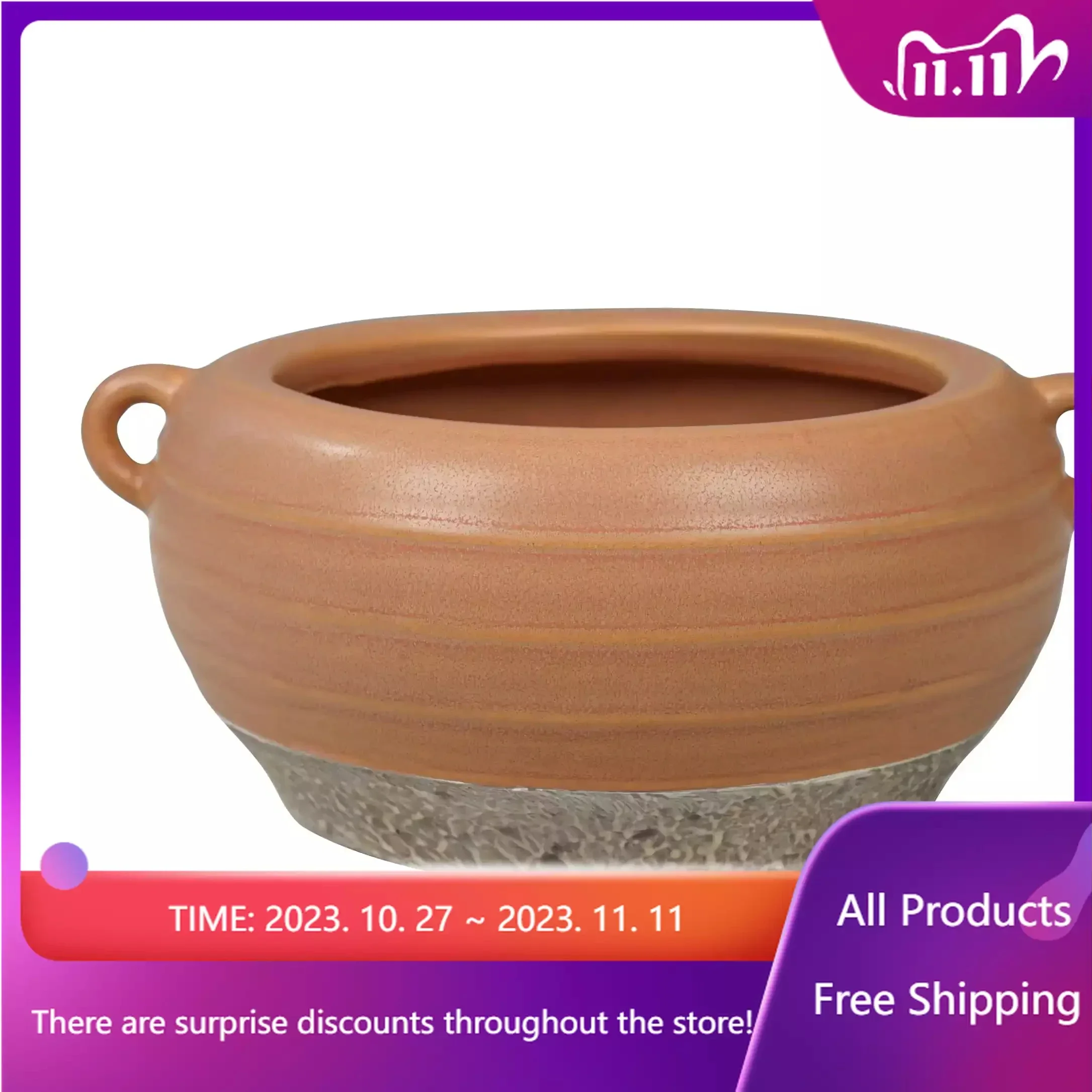 

Sorrento 6" Orange Ceramic Planter with Handle Flower Pots