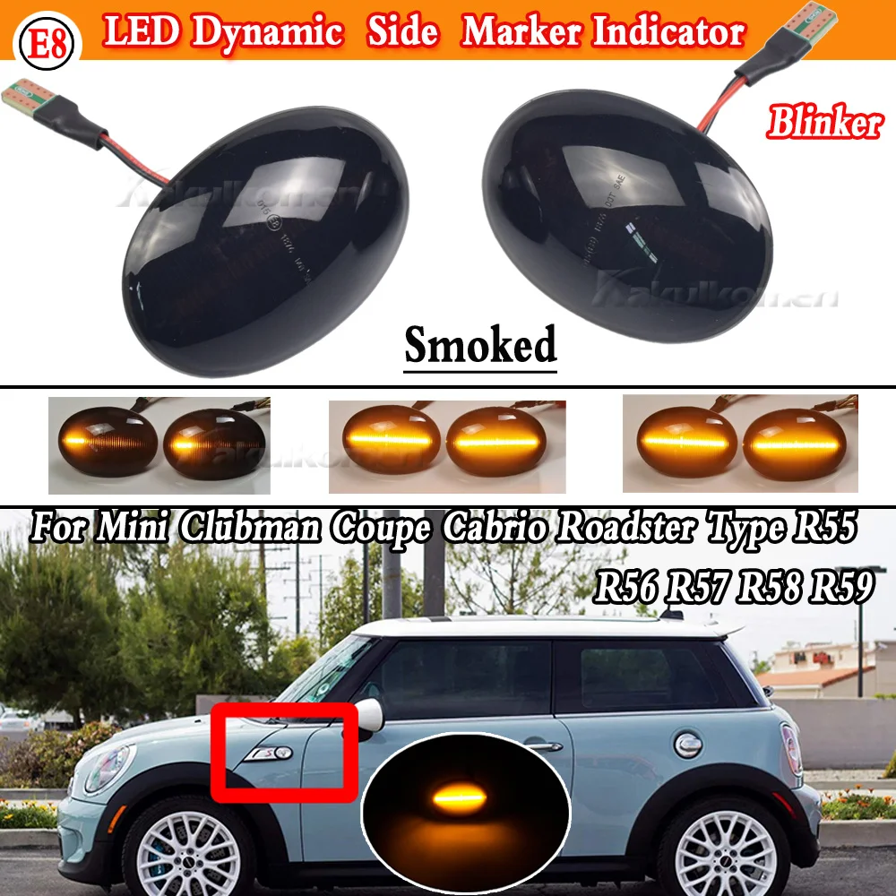

2pcs Flowing Turn Signal Light Dynamic LED Side Marker Side Indicator For BMW MINI Cooper R55 R56 R57 R58 R59 CL-R56-LSM-SM