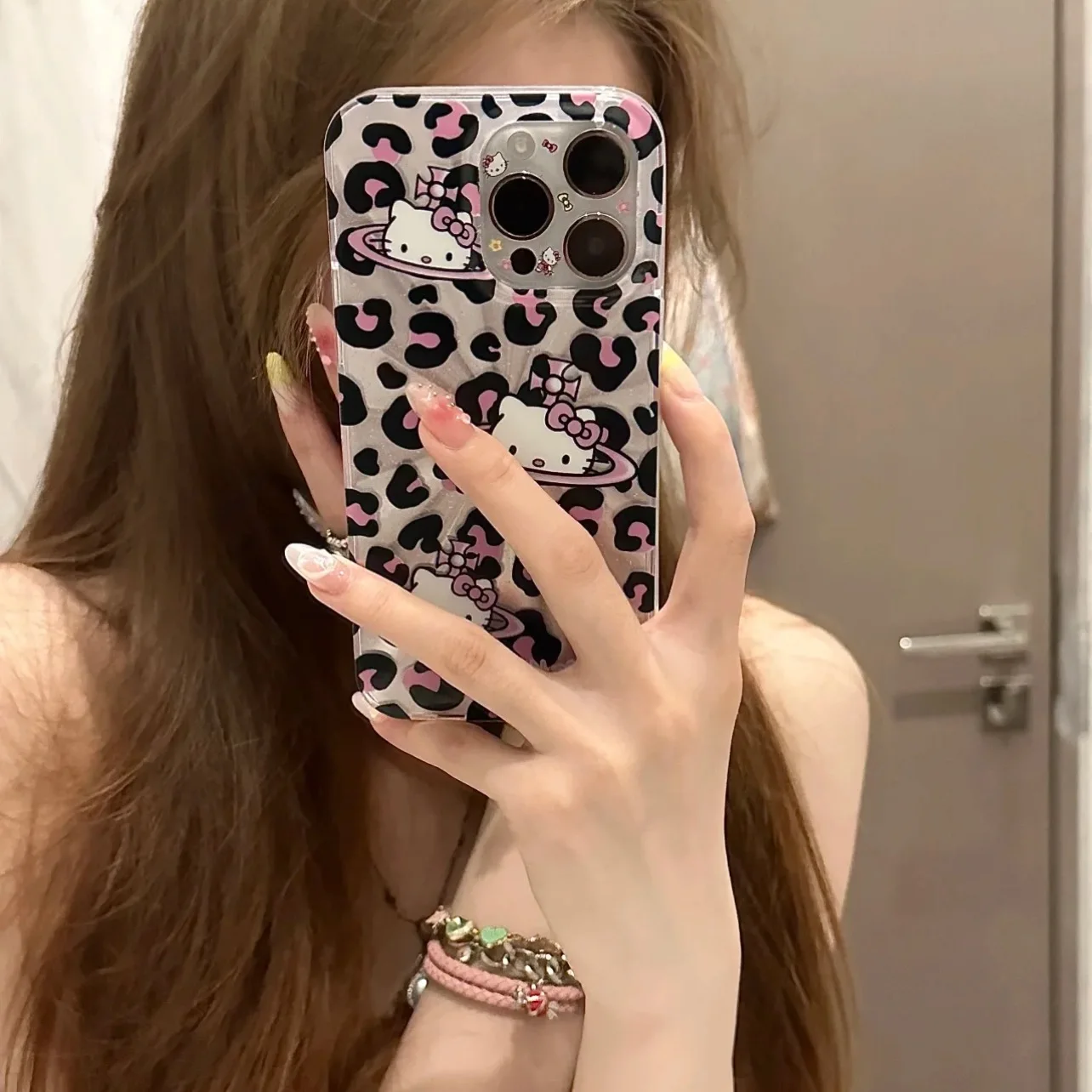 Чехол для телефона Sanrio с принтом Hello Kitty бантом розовый iPhone 15 14 13 12 11 Pro Max XR XS MAX 7 8Plus