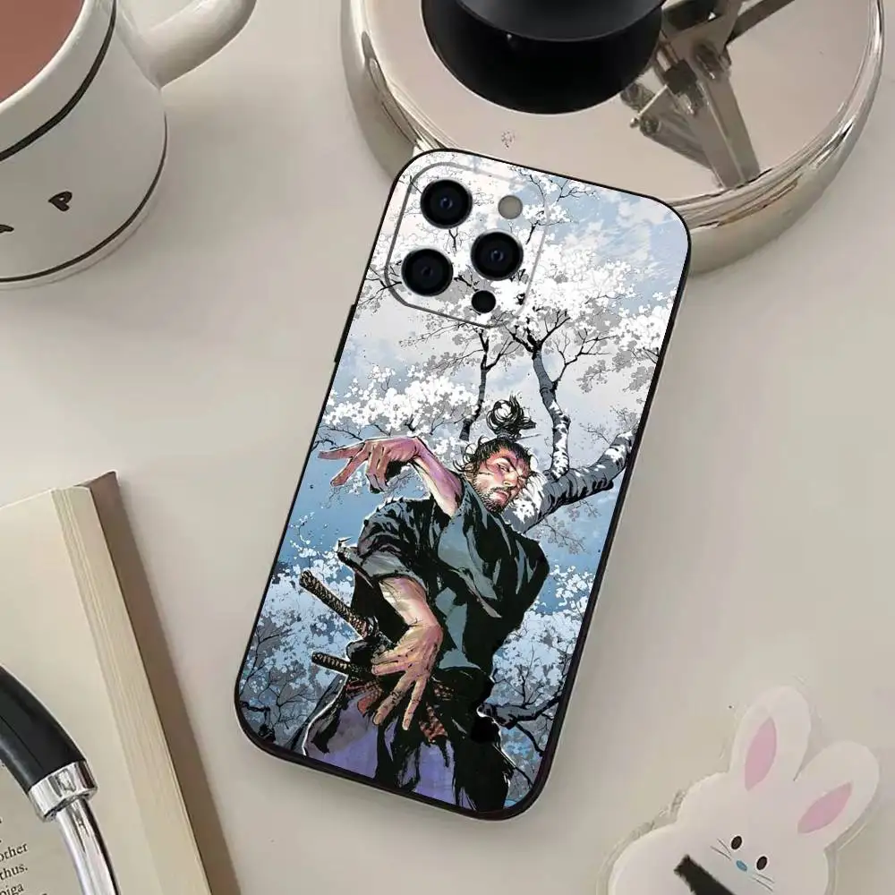 Фото Чехол для телефона Miyamoto V-Vagabond M-Musashi для iPhone 17, 16, 15, 14, 13, 12, 11, Plus, Pro, Max, Plus, XS, мягкий чехол из черного силикона №4