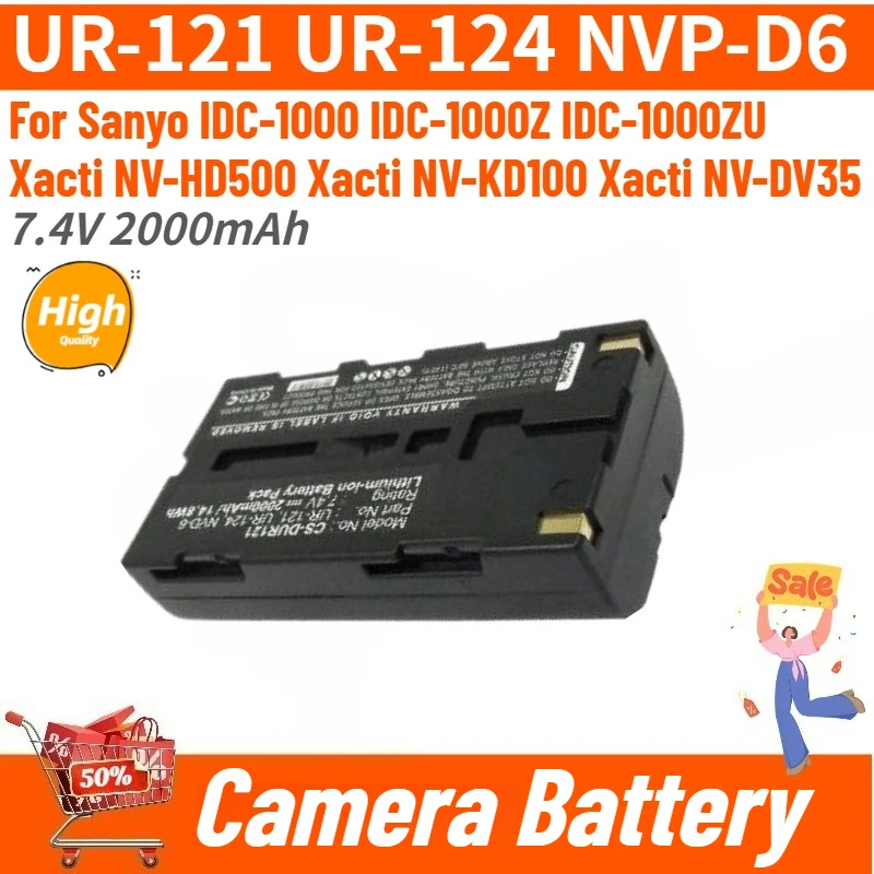 Фото Высококачественный аккумулятор для камеры UR-121 UR-124 NVP-D6 7.4V 2000mAh для Sanyo Xacti NV-HD500 NV-KD100 iDshot IDC-1000 IDC-1000ZU №1