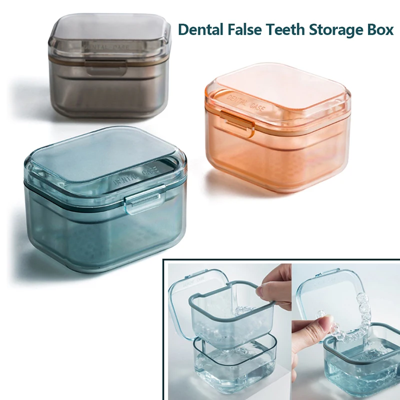 

Newest Multi-function Dental Braces Storage Box Orthodontic Denture Retainer Soaking Container Partial Teeth Cleaning Case