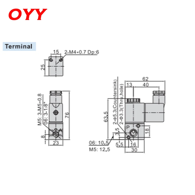 Двухпозиционный электронный электромагнитный клапан 3V1-06/M5 12 в пост. Тока 24 220 В