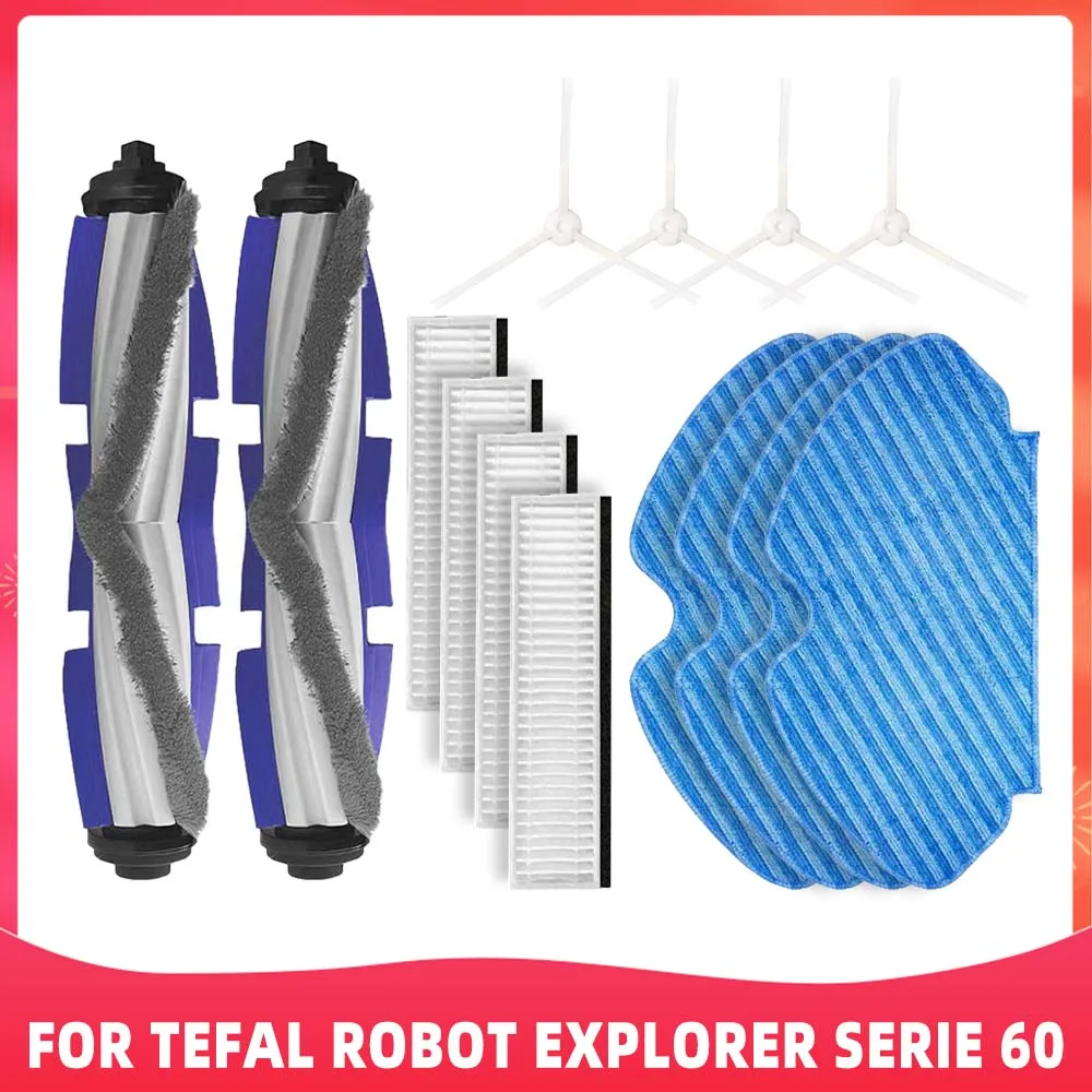 

For TEFAL Explorer Serie 60 / RG7447 / RG7455 / RG7447wh / RG7455WH Robot Vacuums Main Side Brush Hepa Filter Mop Cloths Spare