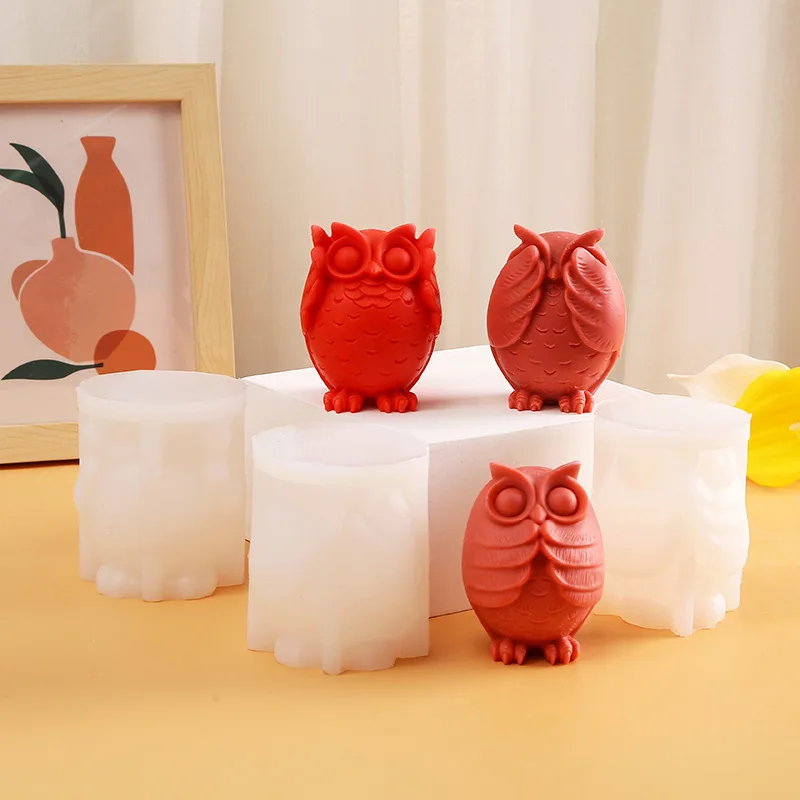 

Owl Shaped Animal Ornaments Aromatherapy Candle Silicone Mold DIY Plaster Gypsum Home Decoration Tools