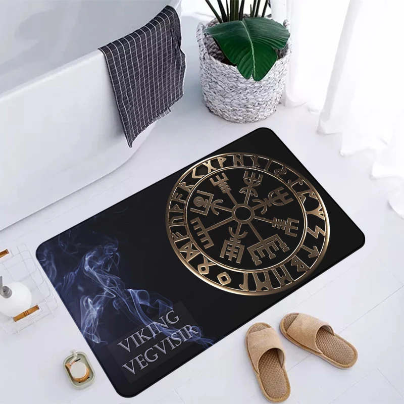 

Viking Vegvisir Shield Non Slip Carpet Entrance Doormat Floor Mats Prayer Rug Welcome Mat Kitchen Decoration Living Room Rugs