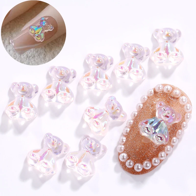 

Figures For Kawaii Nails Bear Decorations Resin Parts Supplies Nail Kit Professional Set Cute Japan Accessories 3d Creativity