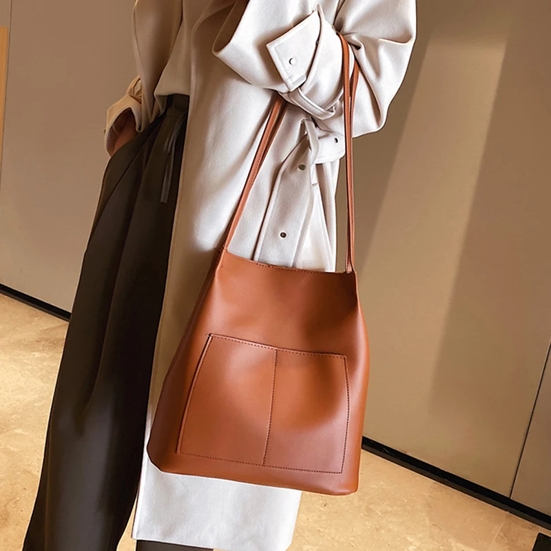 

Retro Women's Shoulder Bag Luxury Handbags Women Bags Designer Bucket Bag Casual Large Capacity Ladies Handbags